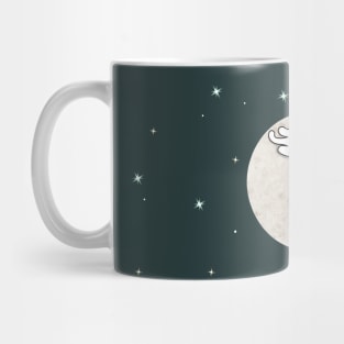 Cute cat sleeping on a moon Mug